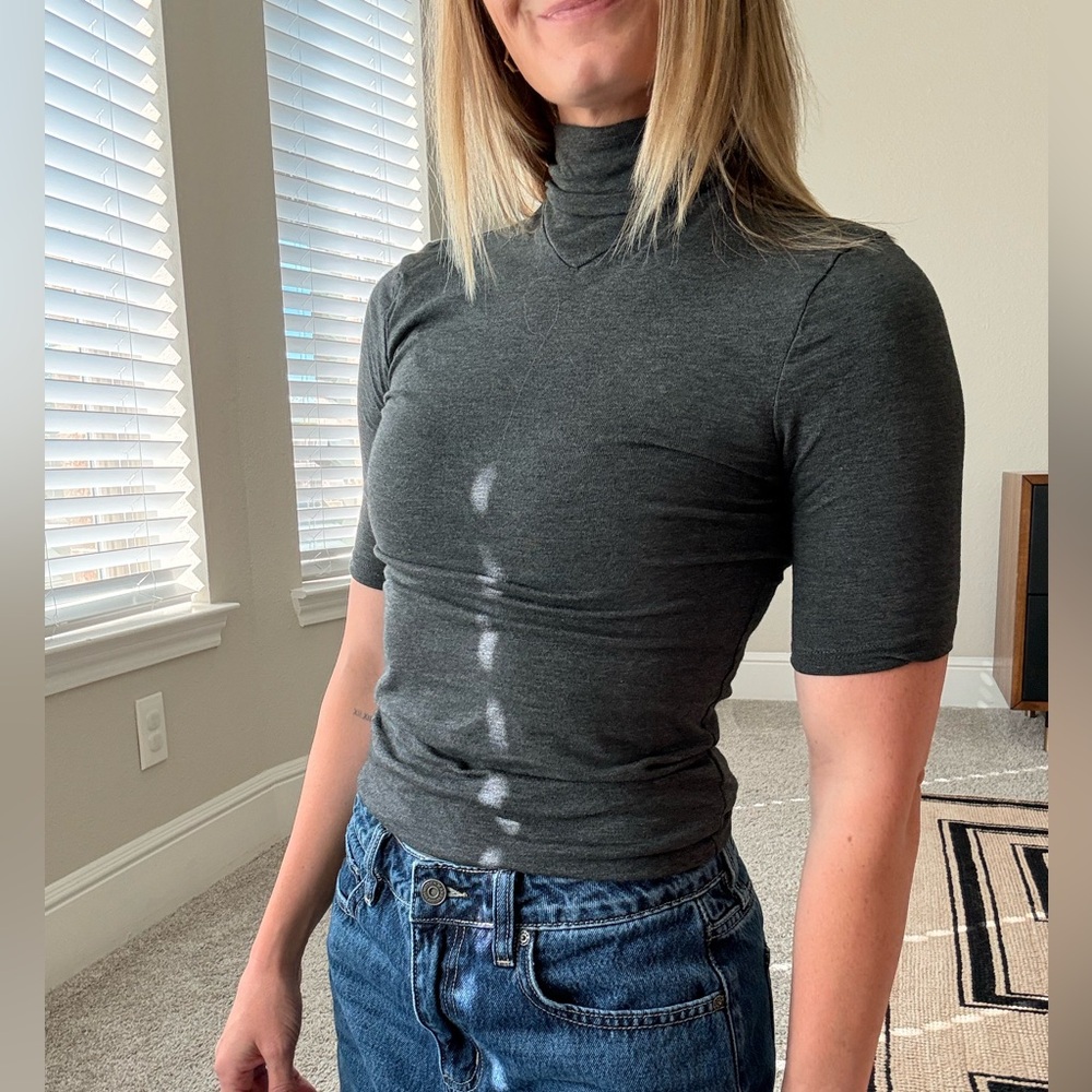 Zara Charcoal Gray Women's Turtleneck Top